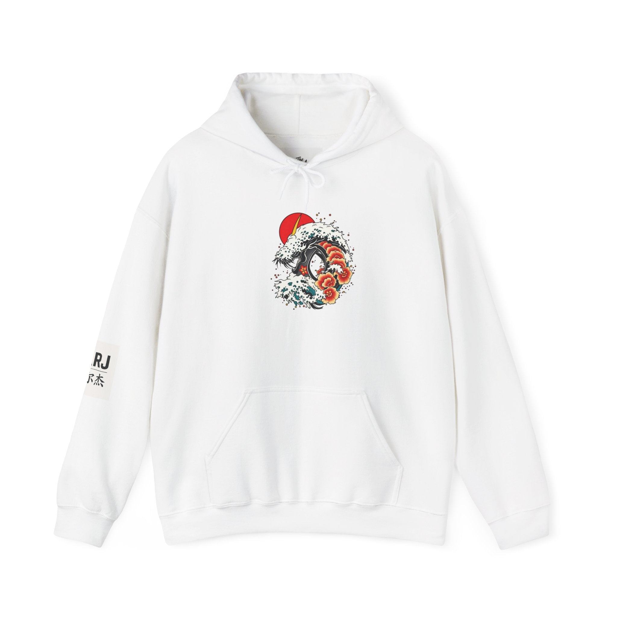 Koi Wave and Red Sun Hoodie | Japanese Fish Illustration